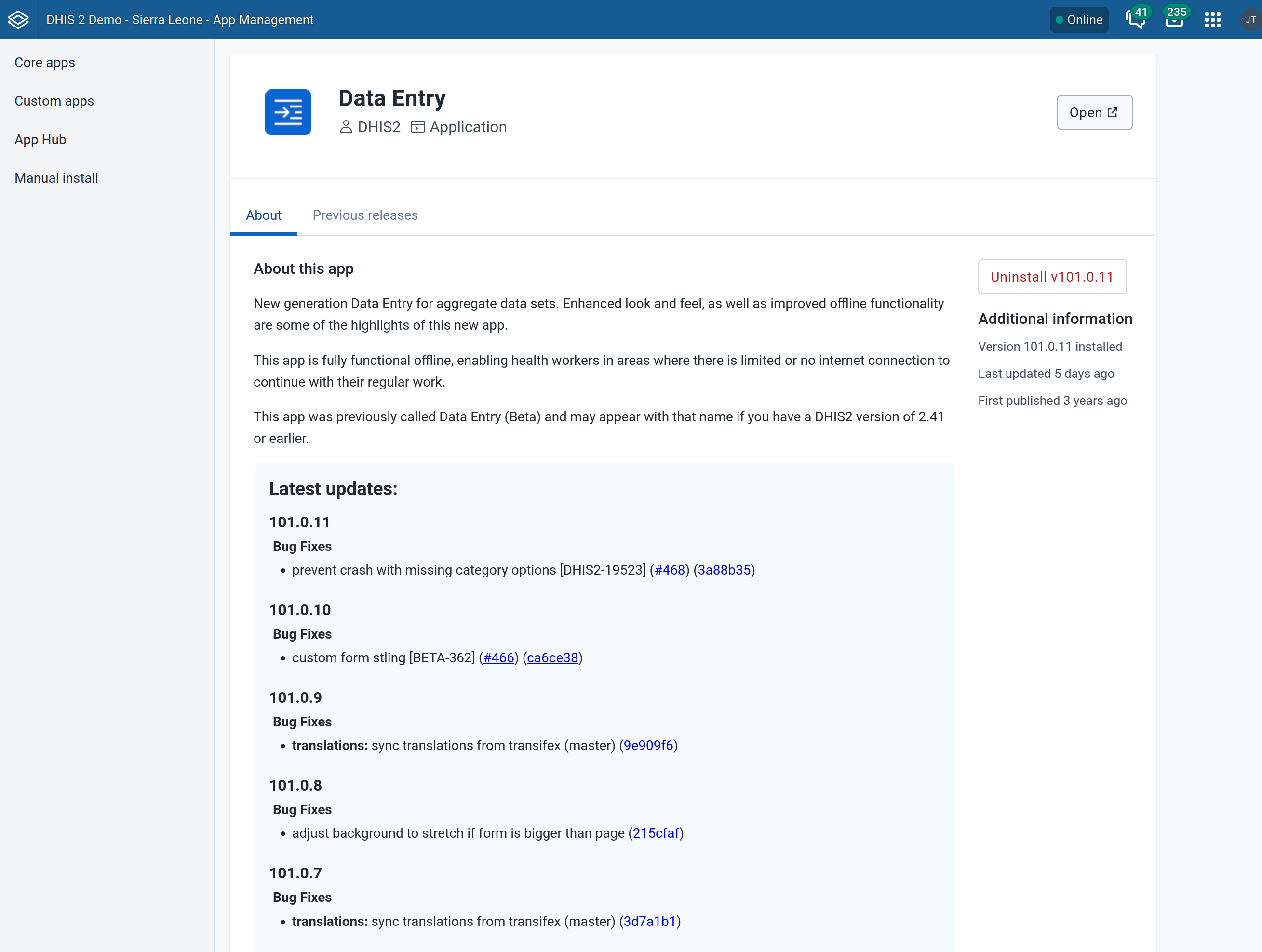 App Management Latest changes
